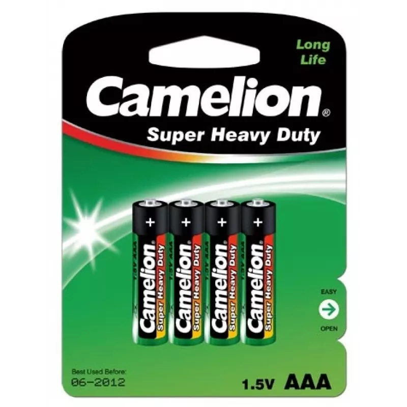 Pila de un solo uso Camelion R03P-BP4G AAA zinc-carbono