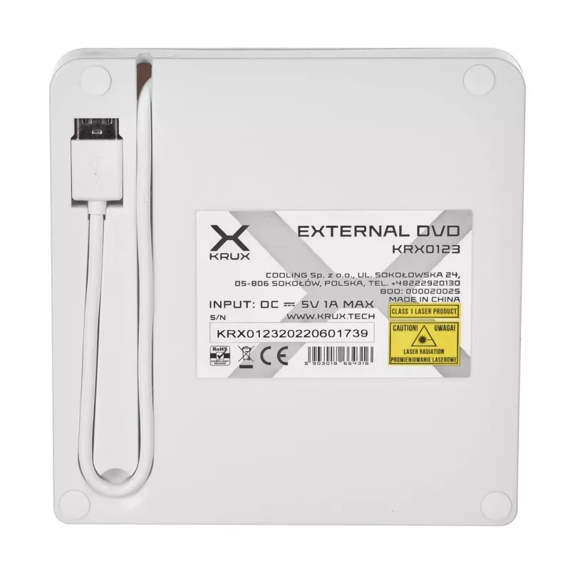 Unidad de DVD portátil KRUX Blanca
