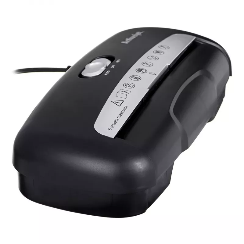 Destructora de papel Activejet ASH-0601S, P-2, 10 l, corte en tiras de 6 mm, 6 hojas, negro.