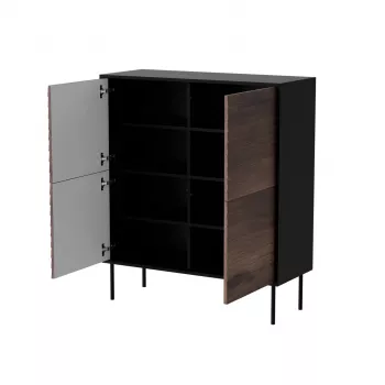 Cómoda Cama 4D CORTINA 102x40x118 negro/nogal