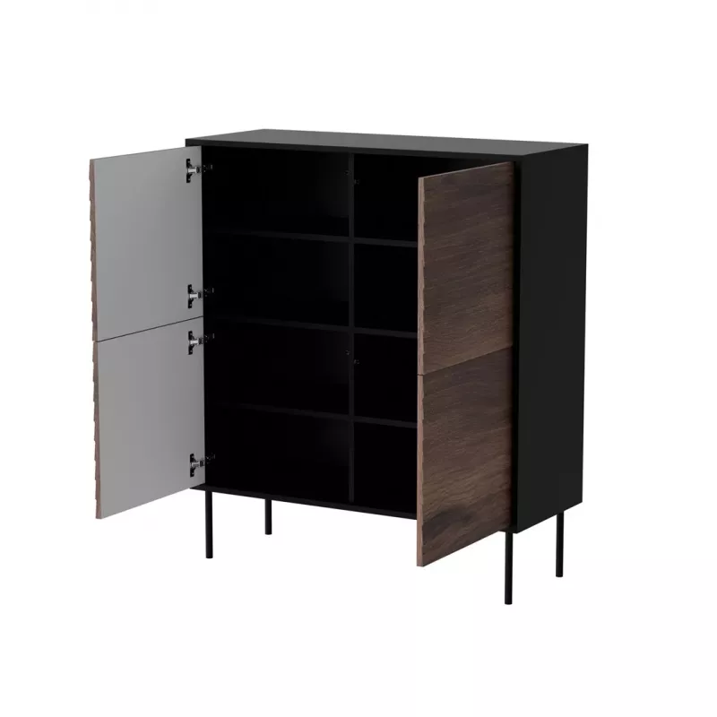 Cómoda Cama 4D CORTINA 102x40x118 negro/nogal