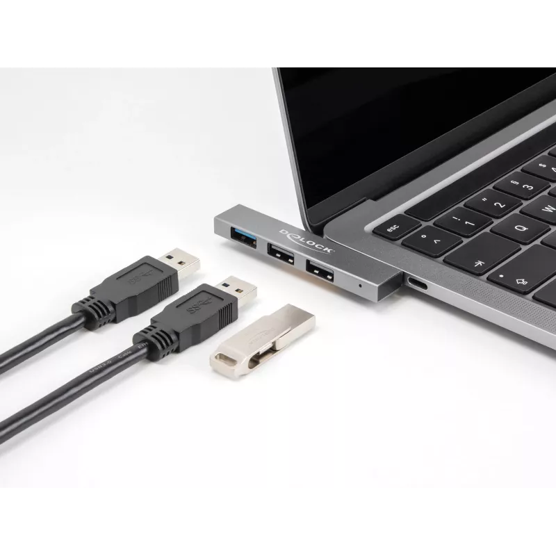 Hub USB DeLOCK 3 puertos fino USB Type-C 10 Gbps 2 x USB 2.0
