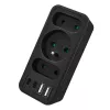 Regleta de enchufes MACLEAN MCE248 F/B — 3 tomas AC (1x16A, 2x6A) y 4 puertos USB (2xUSB‑A, 2xUSB‑C PD 20W), conector EU, negro
