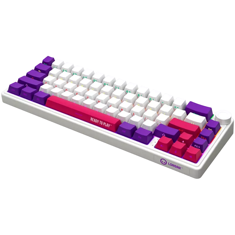 LORGAR KBP70MW, teclado gaming mecánico inalámbrico 65% Pro, blanco, distribución EN