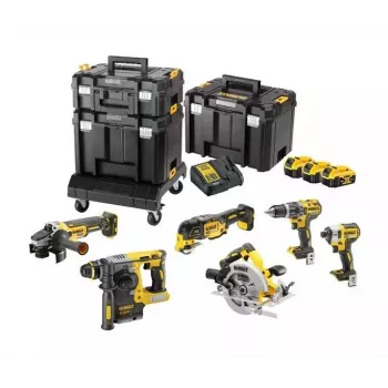 DeWalt DCK685P3T 18V Maletín de herramientas a batería — 3 baterías de 5,0 Ah, martillo DCH273, amoladora angular, maletín