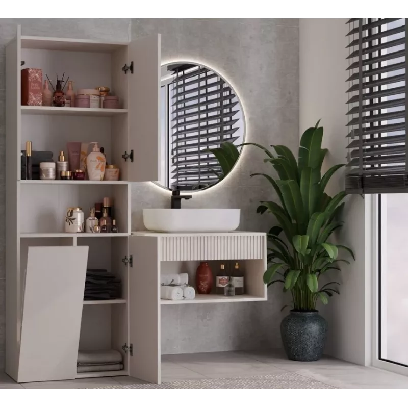 Armario de baño Nel DK 1K cesta color crema