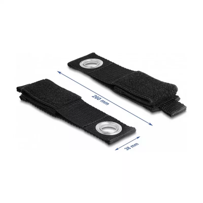 Cinta de velcro resistente DeLOCK L 260 x An 38 mm negro 5 uds.