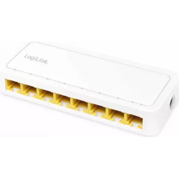 Switch de red LogiLink – 8 puertos RJ45 – Gigabit – carcasa de plástico – blanco