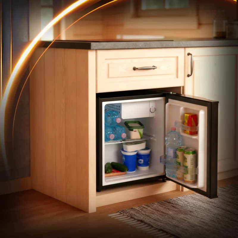 Adler frigorífico | AD 8096 | Clase de eficiencia energética E | Independiente | Larder | Altura 49,5 cm | Capacidad neta del frigorífico 45 L | 39 dB | Negro