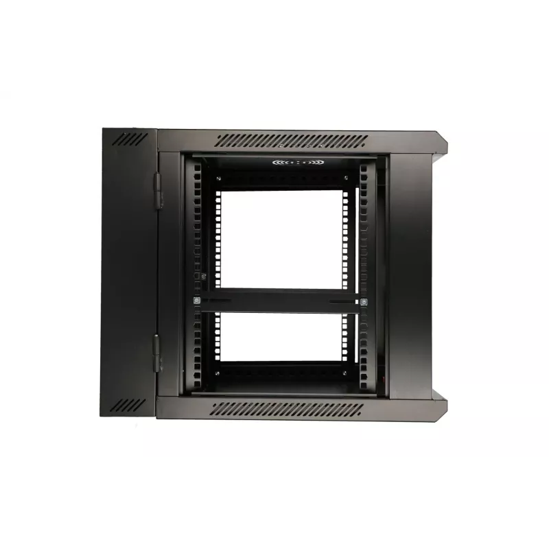 Extralink Caja rackmount 9U 600x600 AZH negro montada en pared, tipo oscilante