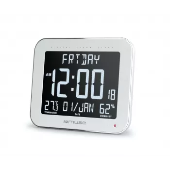 Reloj digital de pared/sobremesa muse M-090 WMC — LCD rectangular, 220×177,5×24,5 mm, pila/DC 4,5 V