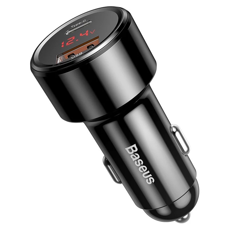 Cargador de coche Baseus CCMLC20C-01 universal negro carga rápida 12-24V