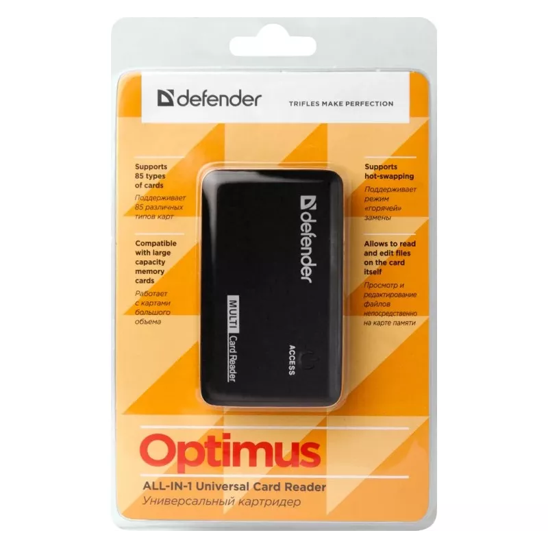 Lector de tarjetas Defender OPTIMUS USB 2.0 universal negro