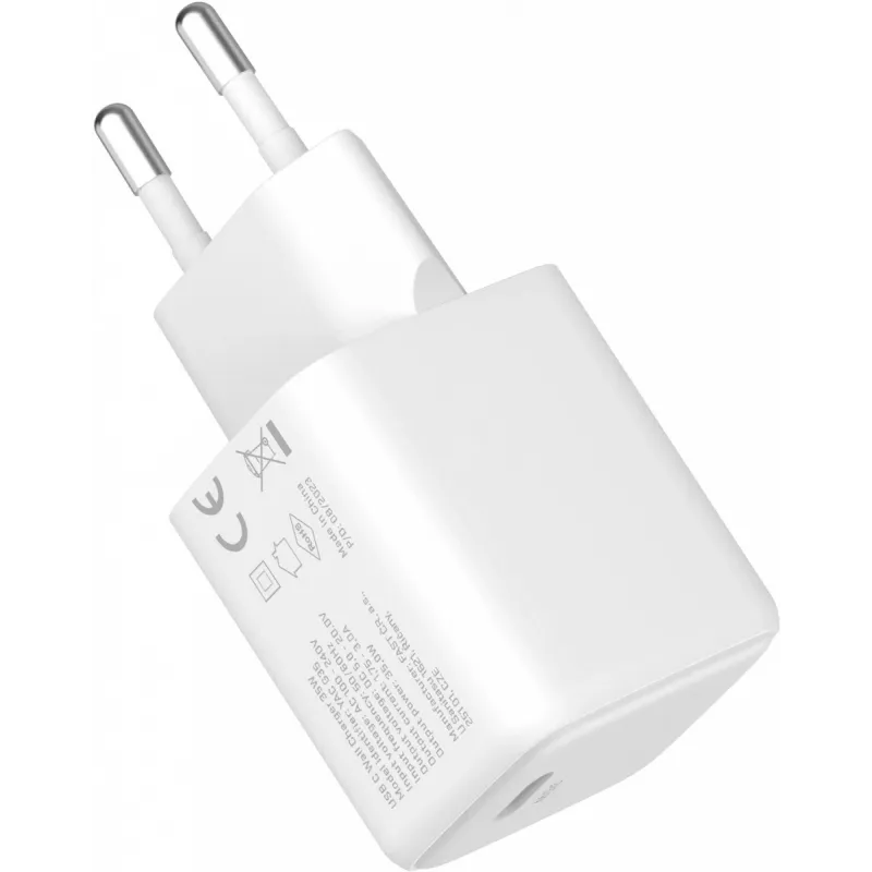 Cargador de pared USB-C 35W 3A Power Delivery 3.0 QC 3.0 blanco
