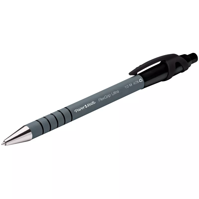 Paper Mate Flexgrip Ultra - clip - bolígrafo retráctil con clip - negro - 12 uds. - medio