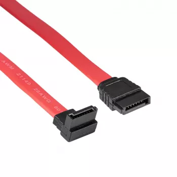 Akyga AK-CA-51 cable SATA III 6 Gb/s, recto a 90° acodado, 0,5 m, rojo