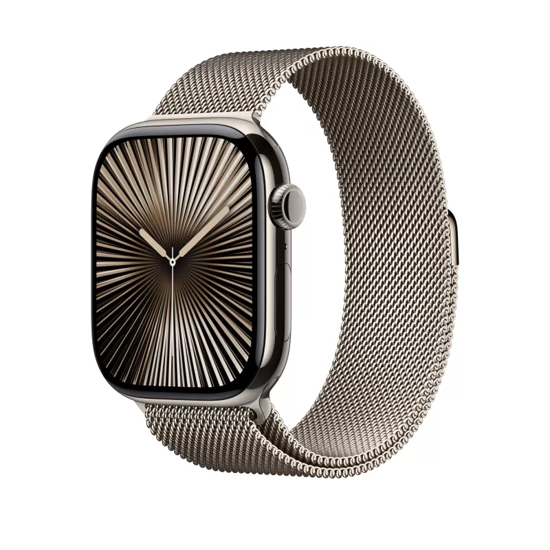 Correa Apple 46mm Milanese Loop natural M/L titanio