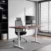 Mesa regulable en altura Up Up Bjorn Blanco, tablero M Nogal oscuro