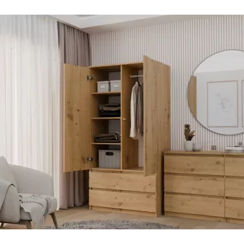 Topeshop SZAFA MALWA ART armario ropero de dormitorio 5 estantes 2 puerta(s) roble