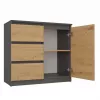 Cómoda Top e shop Topeshop 1D3S 80×40×75 cm, roble artisan antracita mate