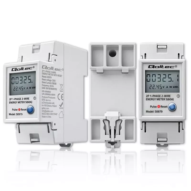 Contador de energía QOLTEC monofásico carril DIN 230V (MPN 50979)