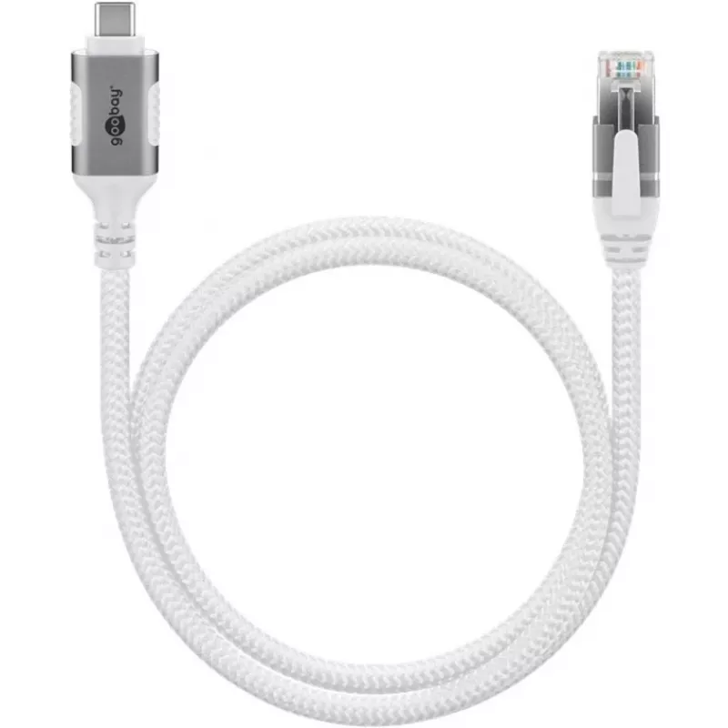 Cable de red Goobay 74180 USB C RJ-45 Cat6 10 m blanco