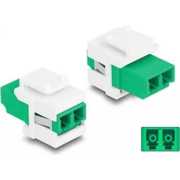 Módulo Keystone DELOCK 87066 — conector LC, diseño plano, verde/blanco, 16,5×29,2×21,9 mm