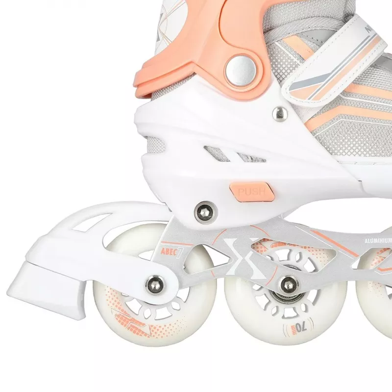 Patines en línea 2IN1 Nils Extreme NH18190 blanco/rosa talla S (29-33) con patines de hockey intercambiables
