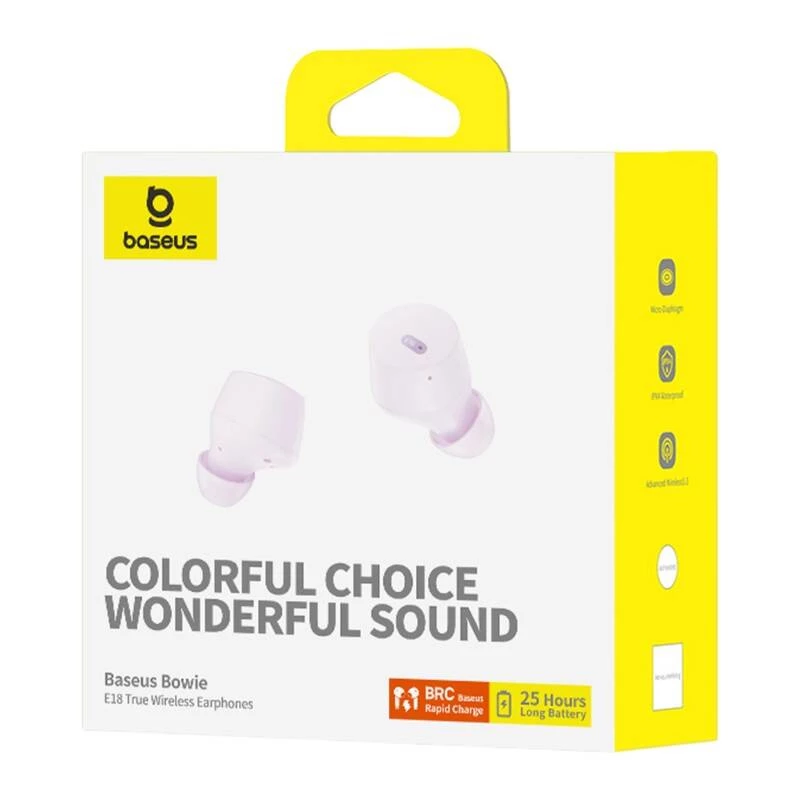 Headset Baseus Bowie E18 True Wireless Stereo (TWS) in-ear Bluetooth USB Type-C lila — llamadas y música