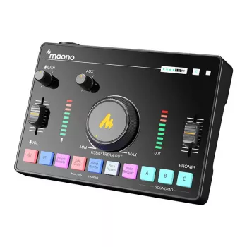 Mesa de mezclas MAONO AMC2 Neo, mesa de mezclas USB de 2 canales con conexión USB