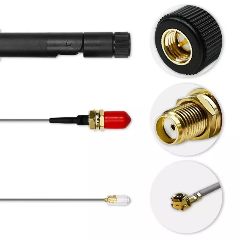Antena Wi-Fi interior QOLTEC 57046, doble banda 2,4–2,5 GHz y 5,1–5,8 GHz, 5 dBi, 50 Ω