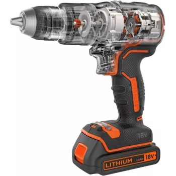 Taladro con empuñadura de pistola Black & Decker BCD383D2XK-QW 18 V, 2 Ah x2, portabrocas de 13 mm, naranja