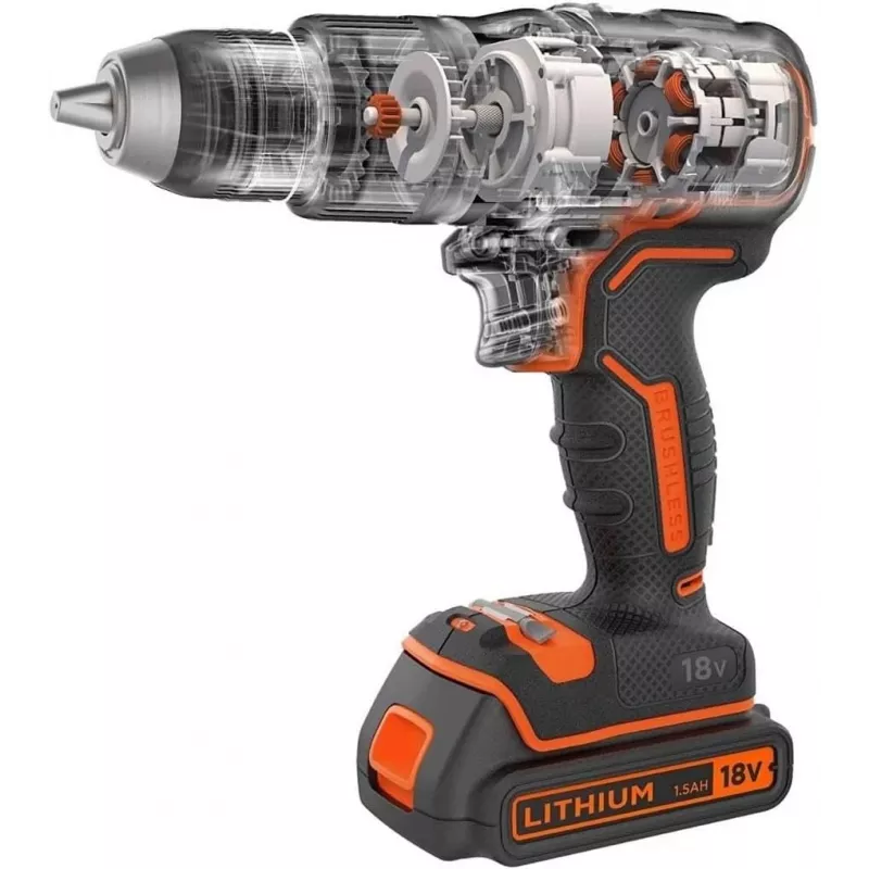 Taladro con empuñadura de pistola Black & Decker BCD383D2XK-QW 18 V, 2 Ah x2, portabrocas de 13 mm, naranja