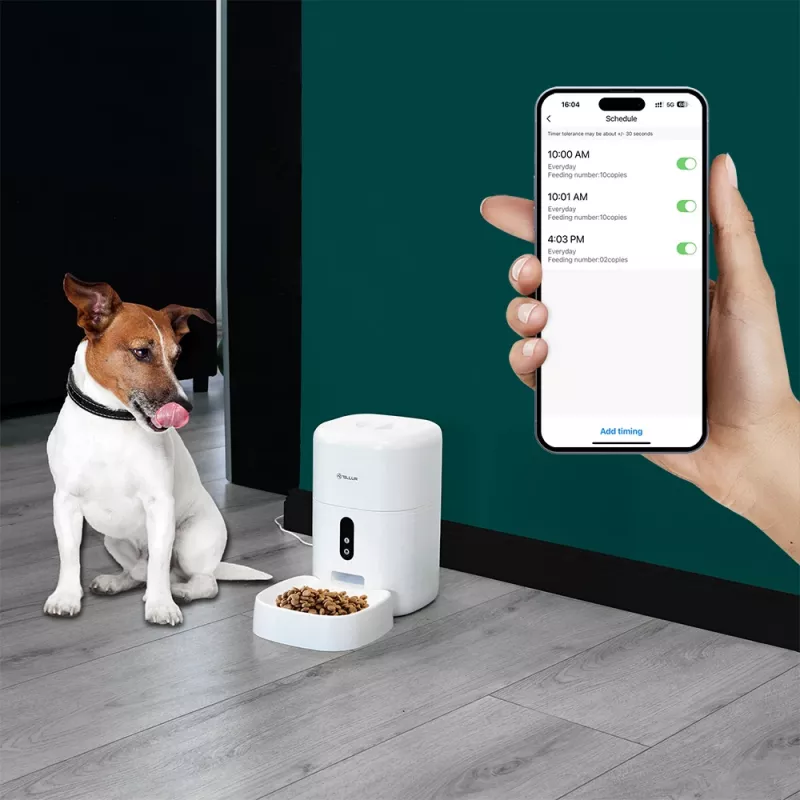 Comedero automático Tellur TLL331461 con cámara UltraHD, 4 l, blanco
