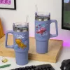 Paladone Minecraft vaso aislante morado con pajita, 900 ml