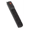 Regleta con interruptor: 5 tomas, cable de 5 m, negro