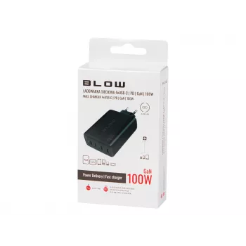 Cargador de pared BLOW 4×USB-C PD 100W GaN, 4 puertos, PD 3.0, PPS, entrada 200–240V