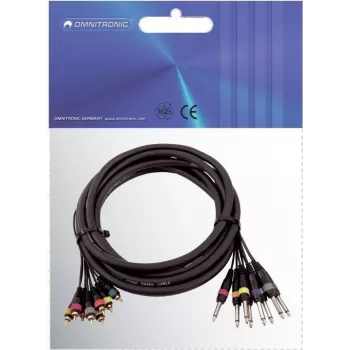 Cable snake de audio Omnitronic 8×Cinch a 8×jack mono de 6,35 mm, 15 m, modelo 30304748