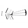 Antena DVB-T exterior/interior LIBOX LB2000 con amplificador de 69 dB, doble polarización, 174–790 MHz, aluminio/negro
