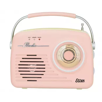 Radio de mesa retro Eltra LUIZA RETRO SP-11 con MP3, USB y soporte para tarjetas SD, rosa