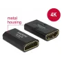 DELOCK Adaptador High Speed HDMI con Ethernet - HDMI-A hembra > HDMI-A hembra 4K Gender Changer negro