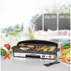 Parrilla eléctrica de mesa Rommelsbacher BBQ 2003 — 1900 W, 50×25 cm, estriada + teppanyaki, termostato continuo, plateado/negro