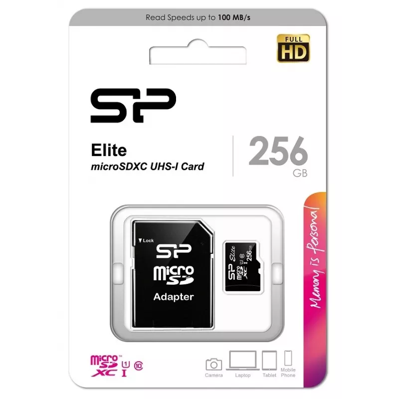 Tarjeta de memoria MicroSDXC Silicon Power Elite 256 GB UHS-I Class 10 U1 85 MB/s con adaptador SD