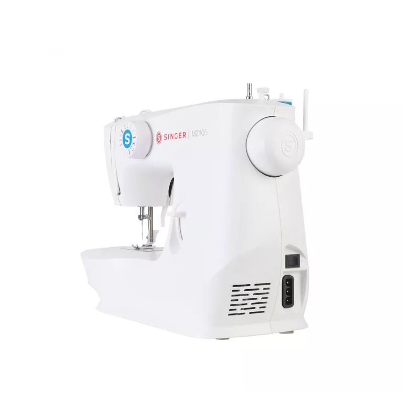 Máquina de coser semiautomática SINGER M2105 – 8 tipos de puntada, ojal en 4 pasos, brazo libre, eléctrica, blanca