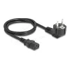 Cable de alimentación DELOCK CEE 7/7 (E+F) a IEC C13 en ángulo de 90°, 1 m, H05VV-F 3x1,00 mm², negro