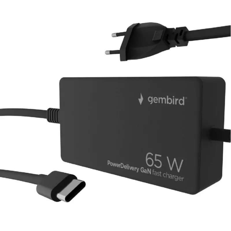 Cablexpert NPA-AC-PDQC65-01 cargador rápido GaN USB Type-C 65 W PowerDelivery, negro | Cablexpert