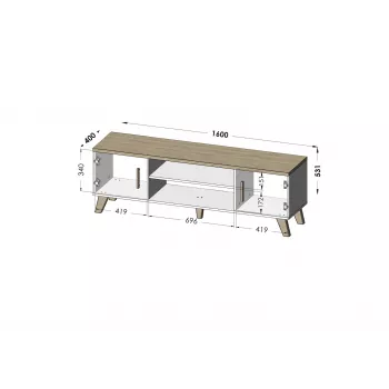Soporte de TV Cama LOTTA 160 2D2K blanco/sonoma