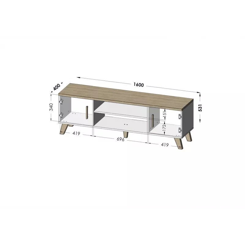 Soporte de TV Cama LOTTA 160 2D2K blanco/sonoma