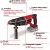 Professional martillo perforador de batería TP-HD 18/26 D Li BL - Solo, 18 voltios (negro/rojo, sin batería ni cargador, en E-Case)