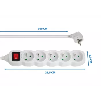 Regleta Esperanza ELK215W 3 m 5 toma(s) de CA para interiores blanca
